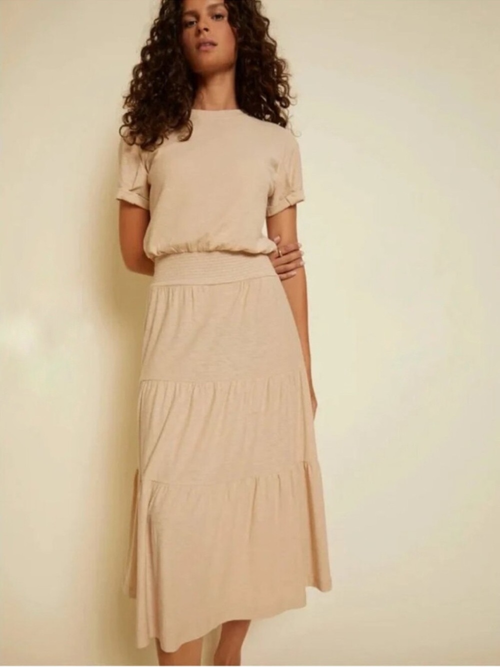 NATION LTD | Maritime Casual Dress in Almond Milk Cream | S